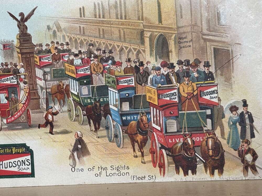 Hudson Soap London Omnibus Advertising Trade Post Card Ephemera c1900s