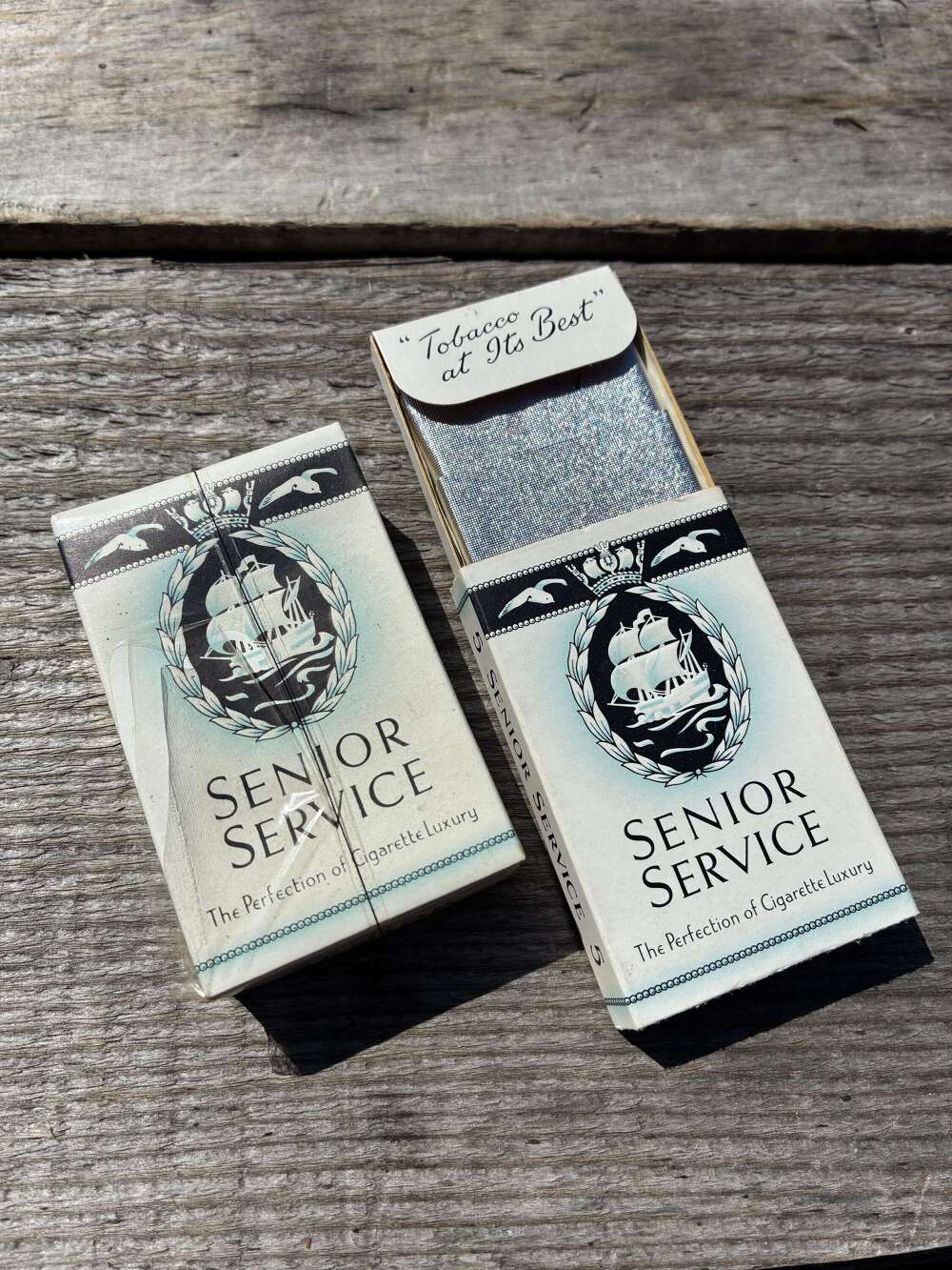 Pair of senior service cigarette packets size 5 and 10  live