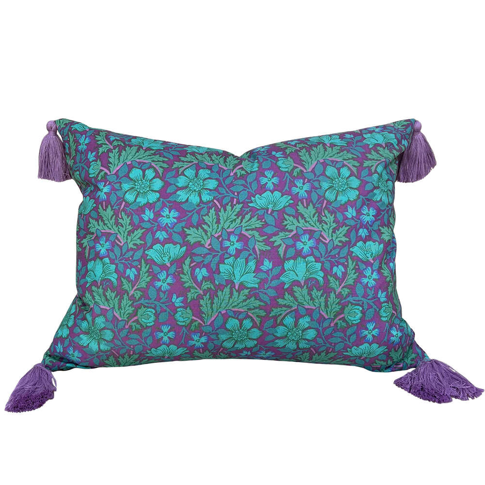 Green And Lilac Floral With Tassels