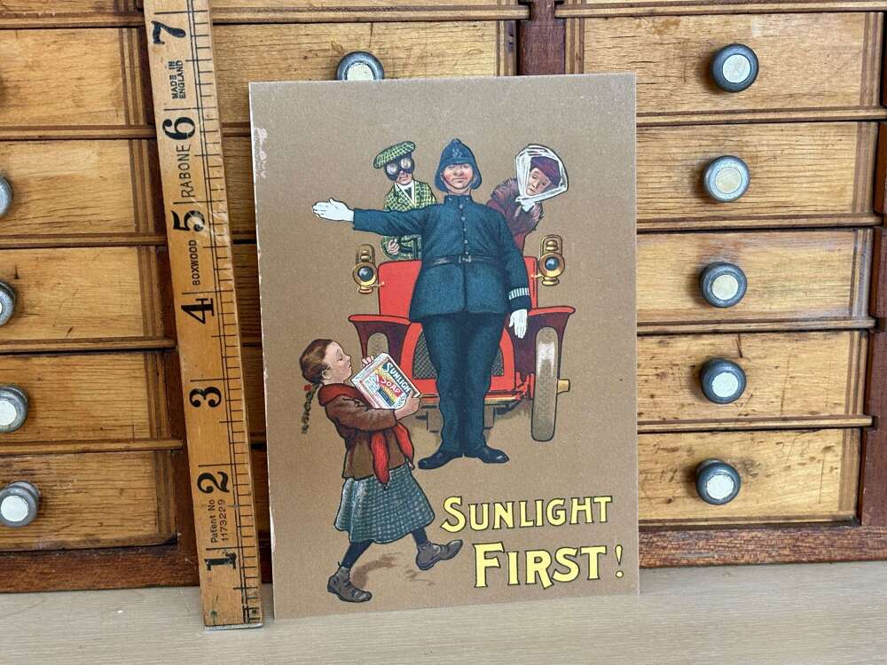 Sunlight First Motoring Image Soap Advertising Trade Card Ephemera c1900s