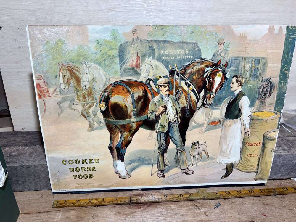 Kositos Horse Food Farm Advertising Show Card Sign c1900s ( slightly trimmed)