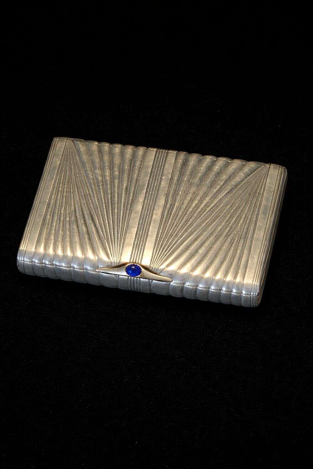 Art Deco Russian Solid Silver & 14k Gold Cigarette Case St. Petersburg