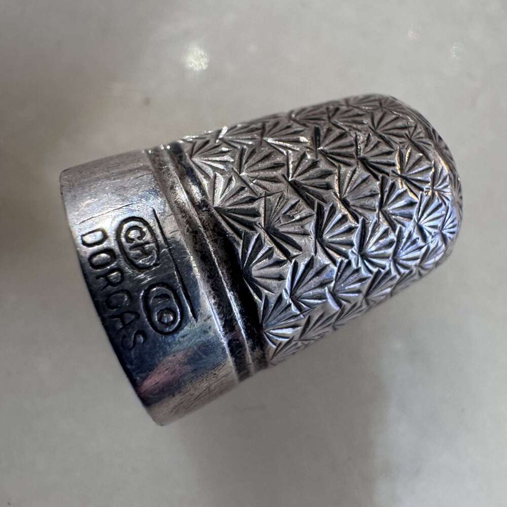 Antique silver (steel core) thimble by Charles Horner size 10