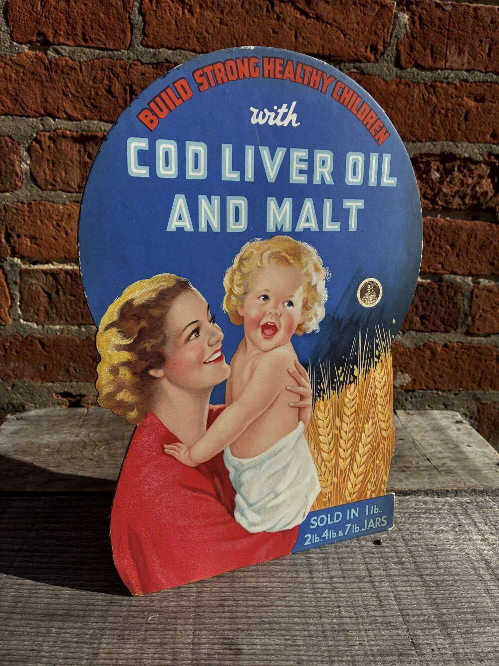 Superb cod liver oil & malt advertising counter top showcard