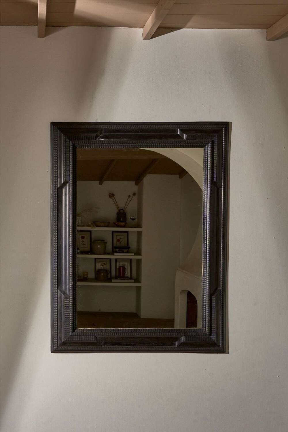 Large 19th Century Ebonised Italian Wall Antique Mirror - No5