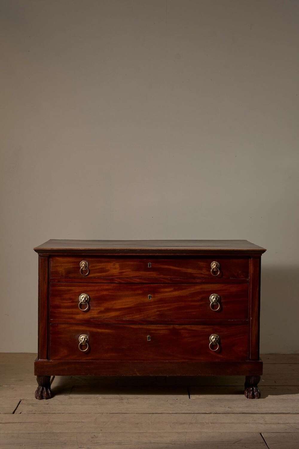 19th Century Mahogany Paw Footed Chest Of Drawers