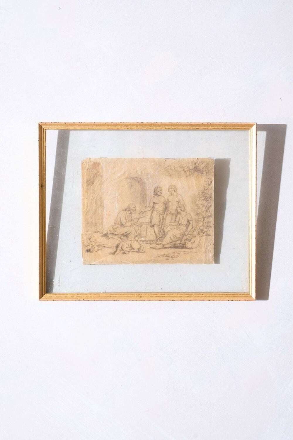 18th Century Sketch Titled - Old Man And His 3 Sons