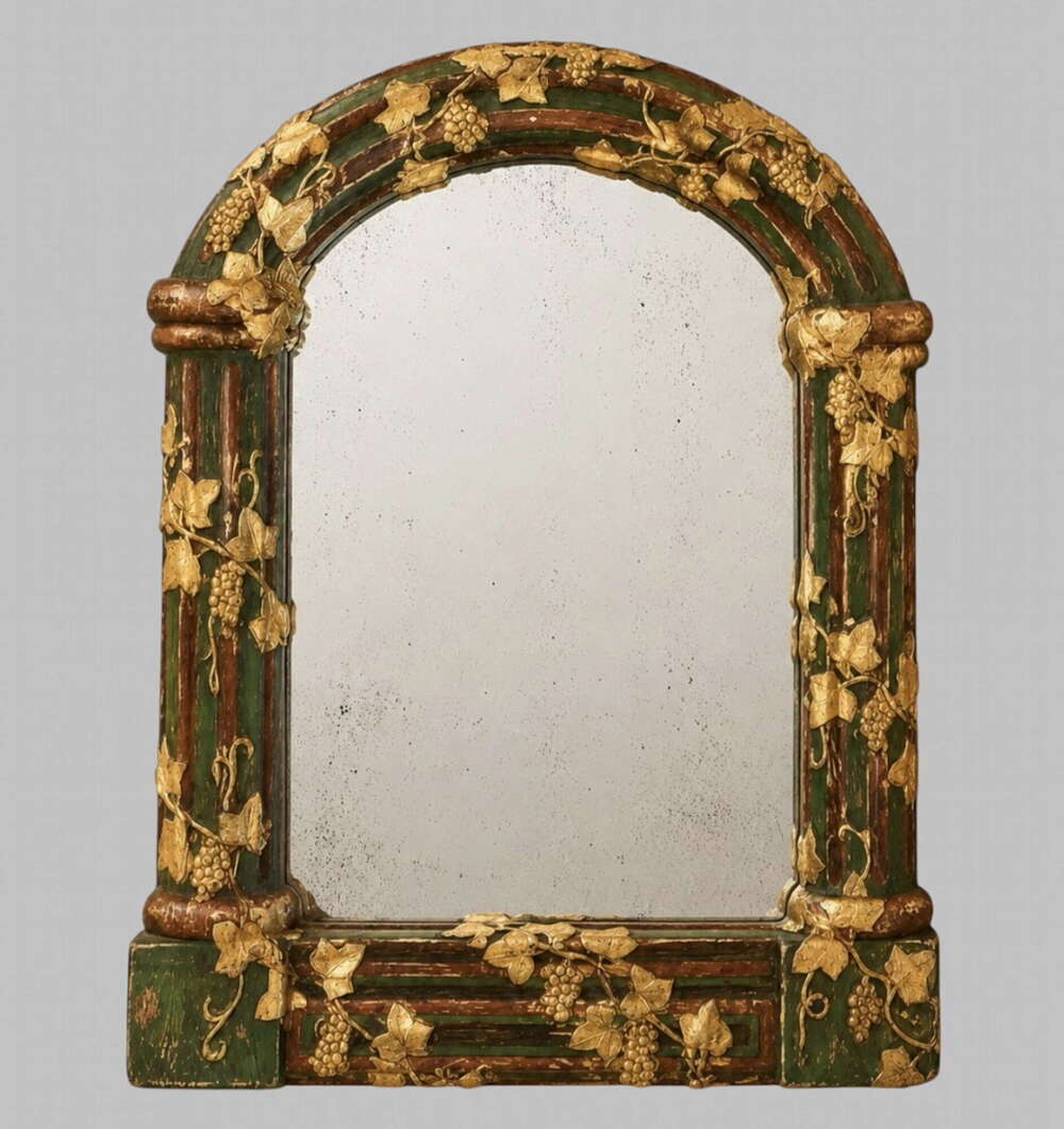Late Victorian Polychrome & Gilt Aesthetic Movement Wall Mirror c.1880
