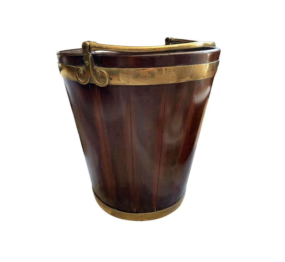 Late C18th GEO lll brass bound mahogany peat bucket