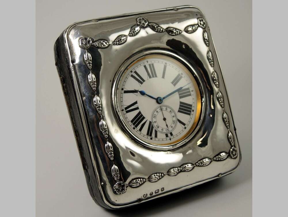 Large Goliath sized pocket watch 65mm wide With silver desk case c1907