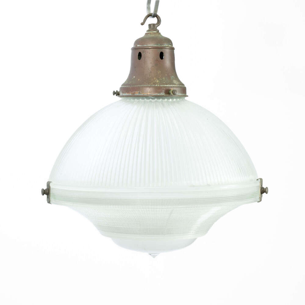 Large 14" 2 Part Pendant Light Made by Holophane, circa 1920