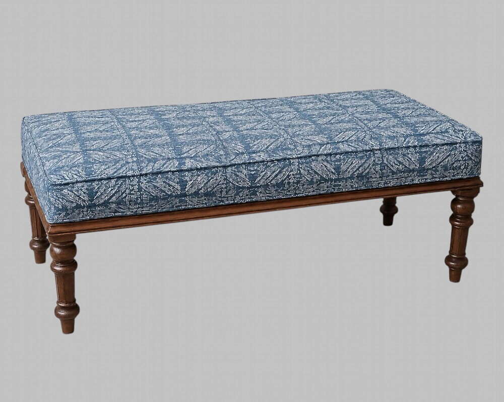 Late Victorian Walnut Window Seat Professionally Upholstered in Robert Kime
