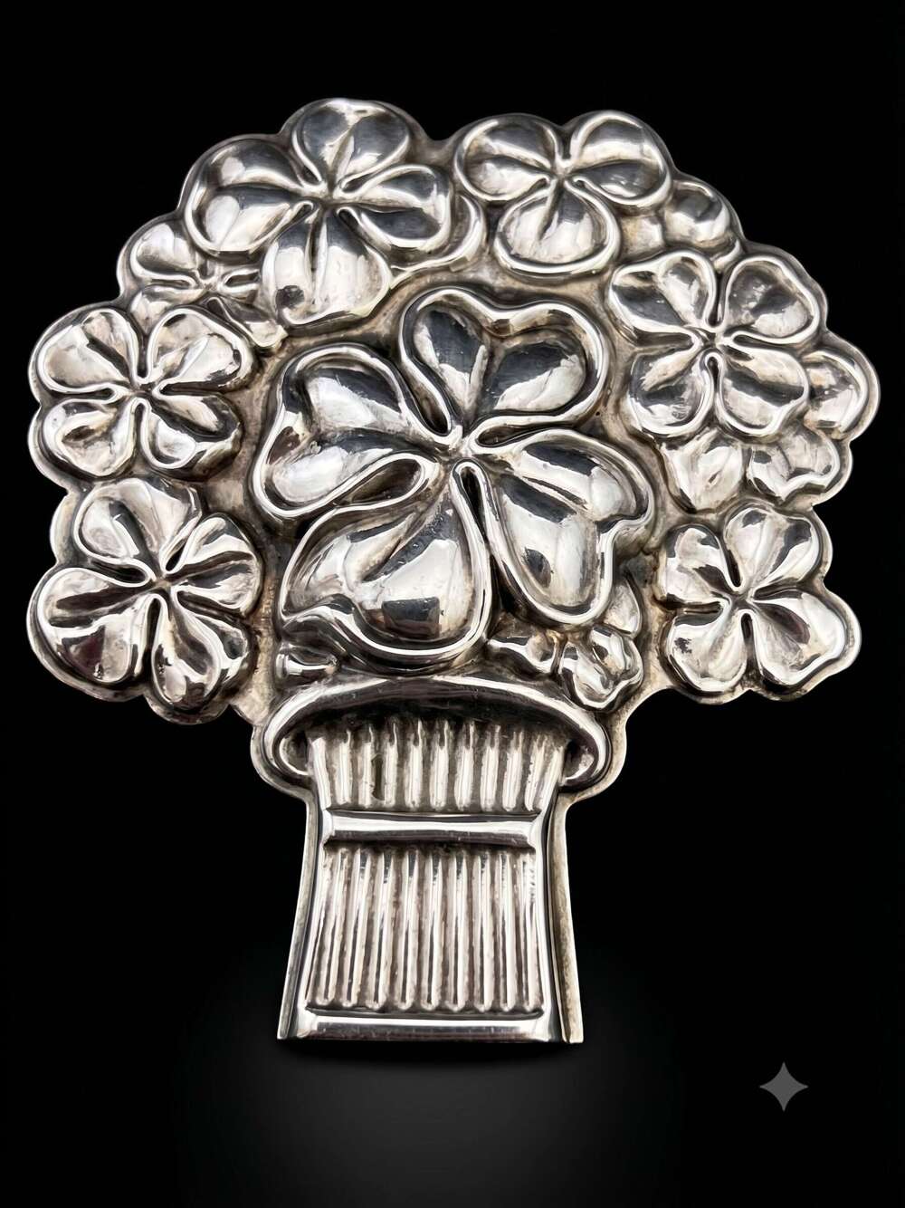 Sterling Silver Four Leaf Clover Good Luck Whistle and Pendant