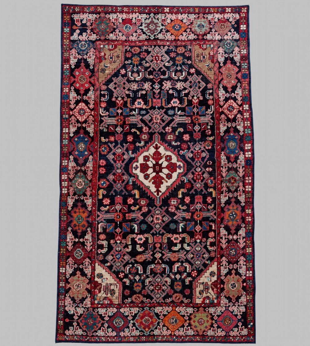 Antique Persian Hamadan Hand Knotted Wool Rug c.1940