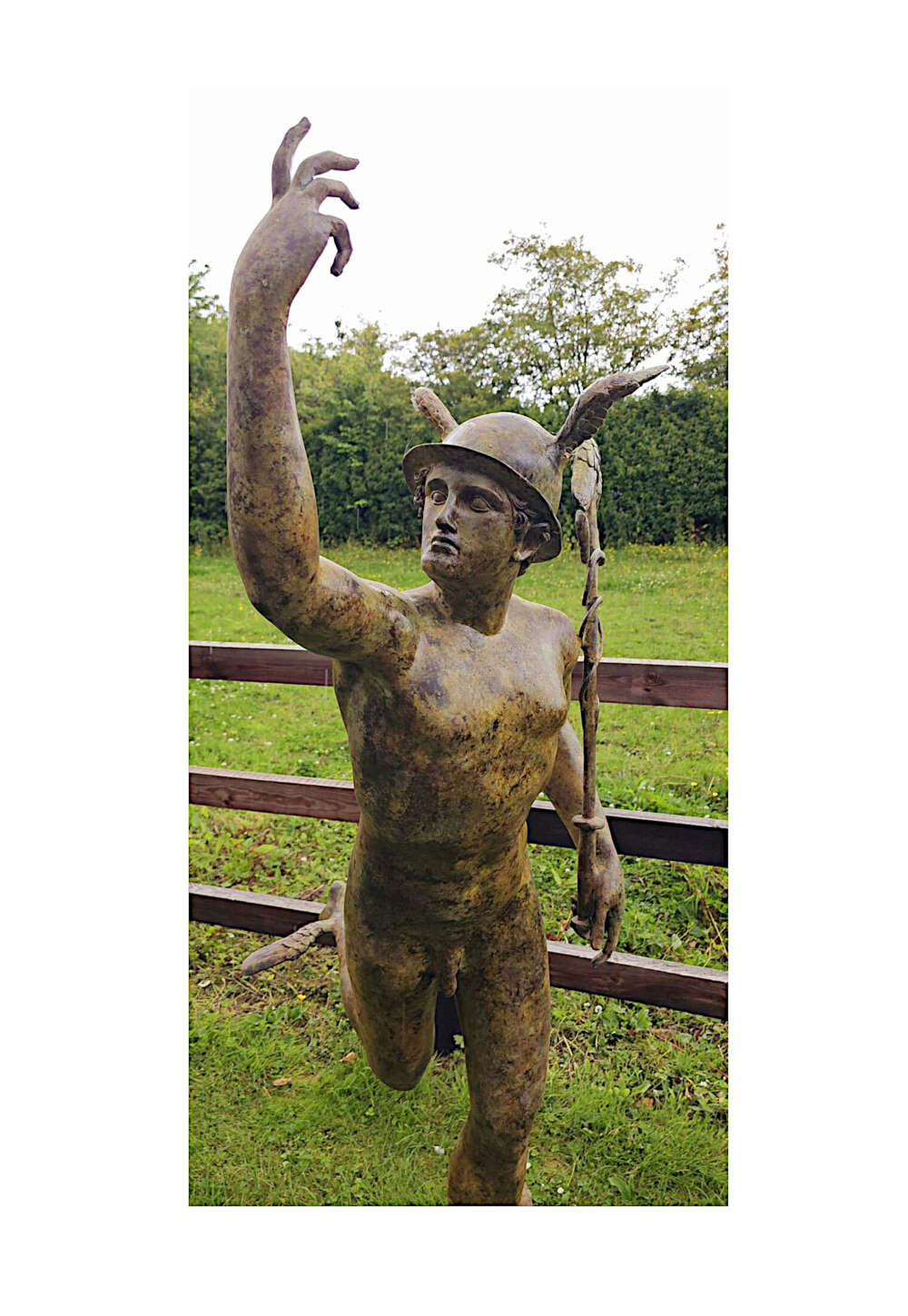 A Very Fine Life Size Bronze Figural Sculpture Depicting Mercury After Giambologna