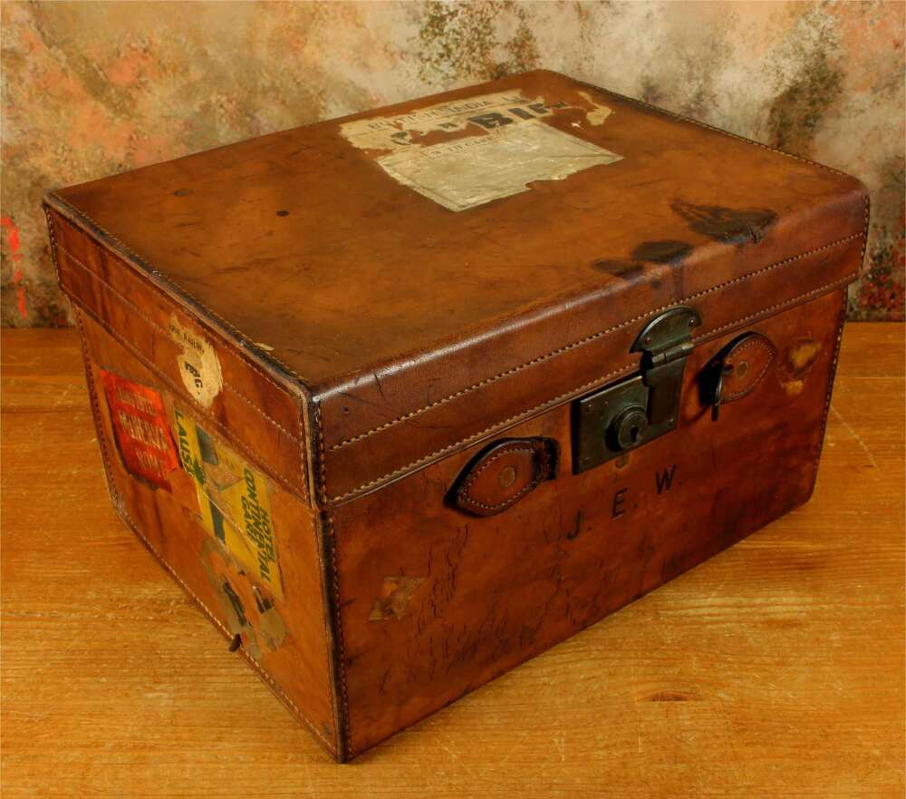 Antique Leather Multi Top Hat Box. Lincoln Bennett Storage Case. J.e.w.