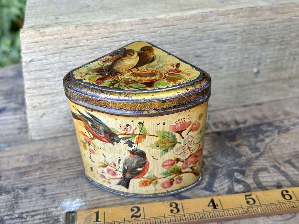 Victorian Moss Rimmington Bird Image Mustard Tin c1890s