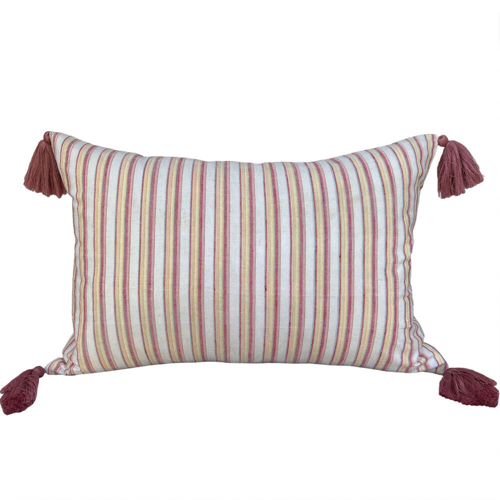 Pink And Yellow Cushions With Tassels