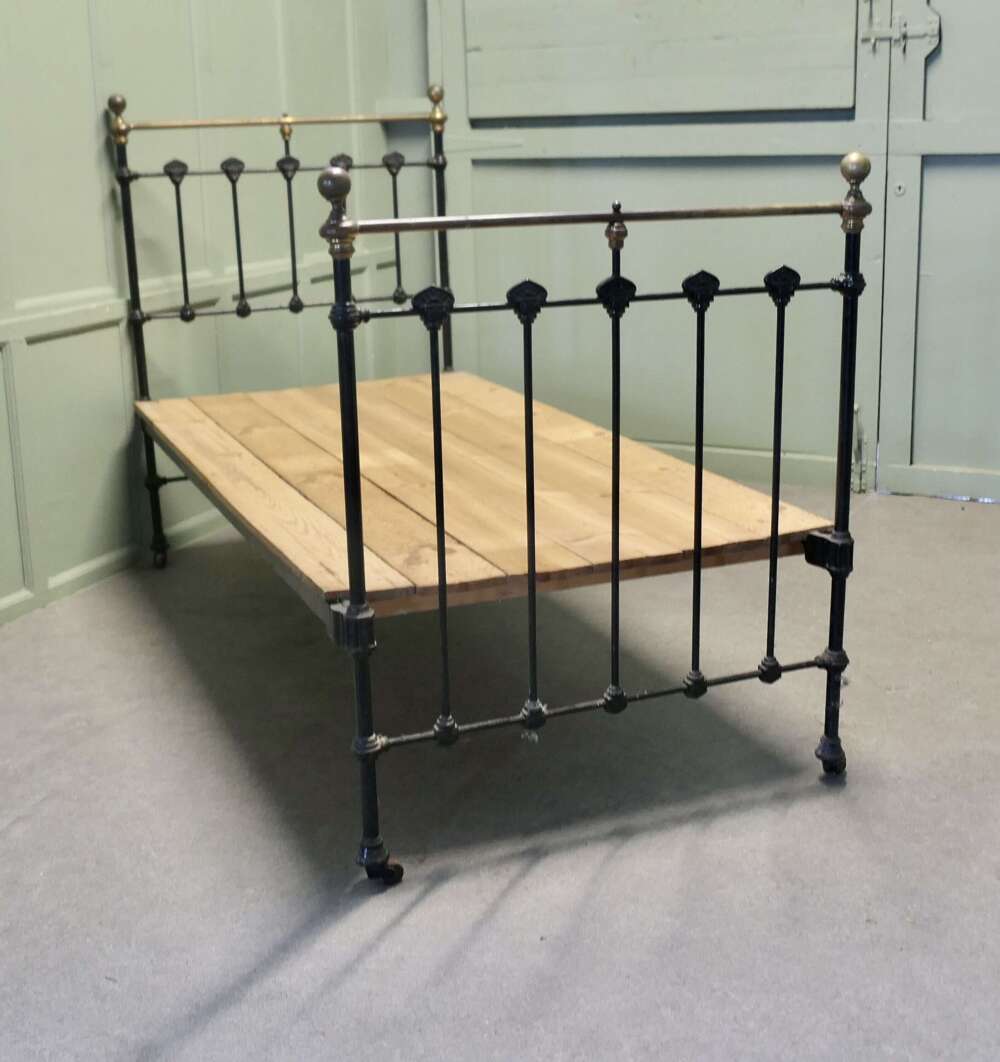 A Good Quality Victorian Single Brass and Iron Bed   The bed dates from around 1880
