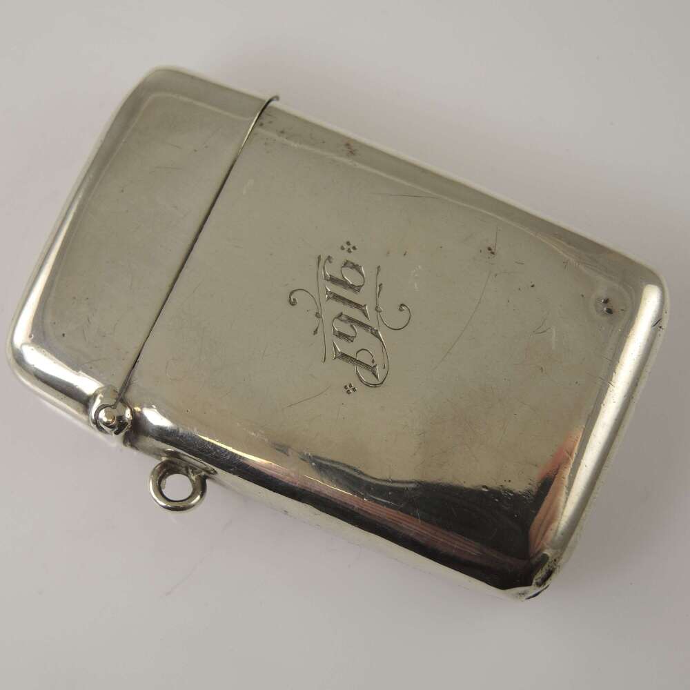 English silver Vesta case c1910