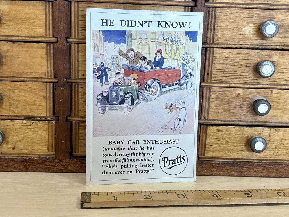 Superb Pratt&rsquo;s Petrol Motor Baby Car Advertising Trade Card Ephemera c1900s