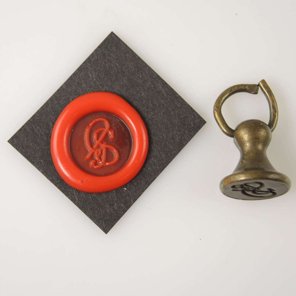 Victorian metal seal with monogram c1890
