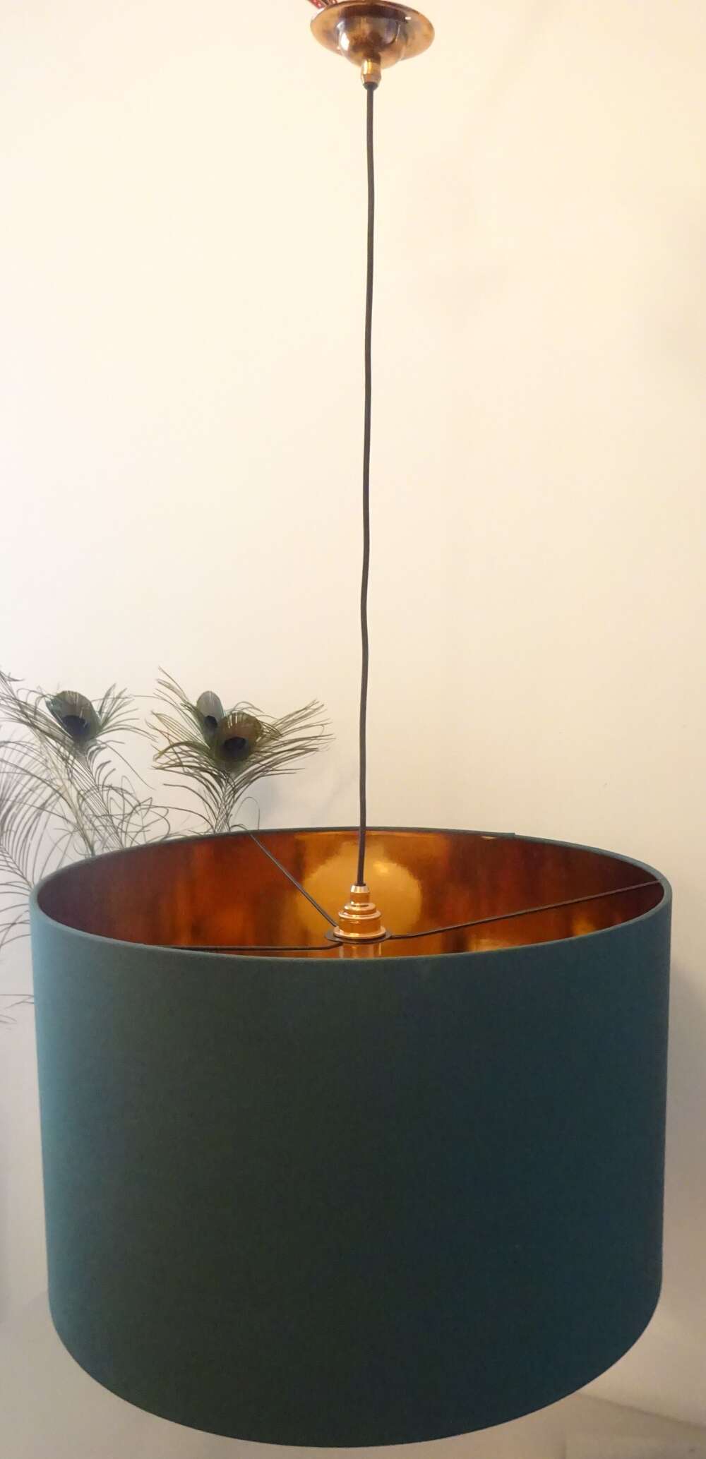Drum Shade Large Teal / Copper Ceiling Light X 2