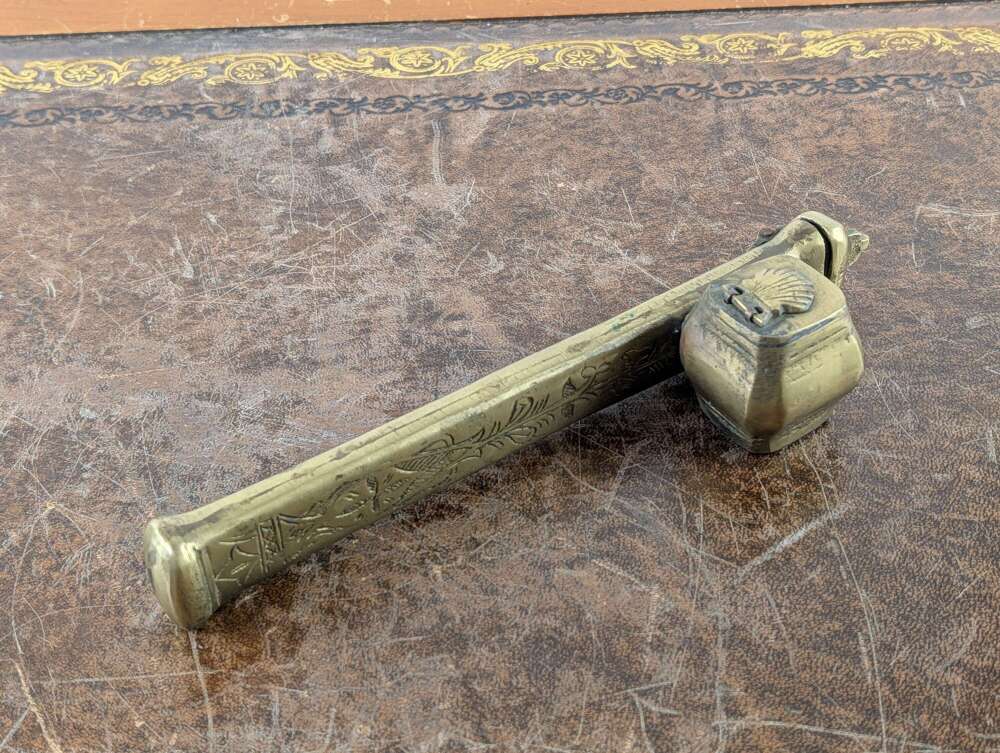 Ottoman Qalamdan divit travelling scribe&rsquo;s pen case and inkwell, 19th century