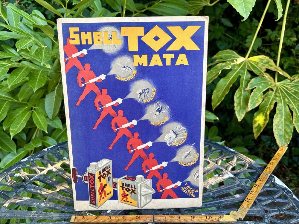 Shell Tox Insect Poison Advertising Card Sign c1930s