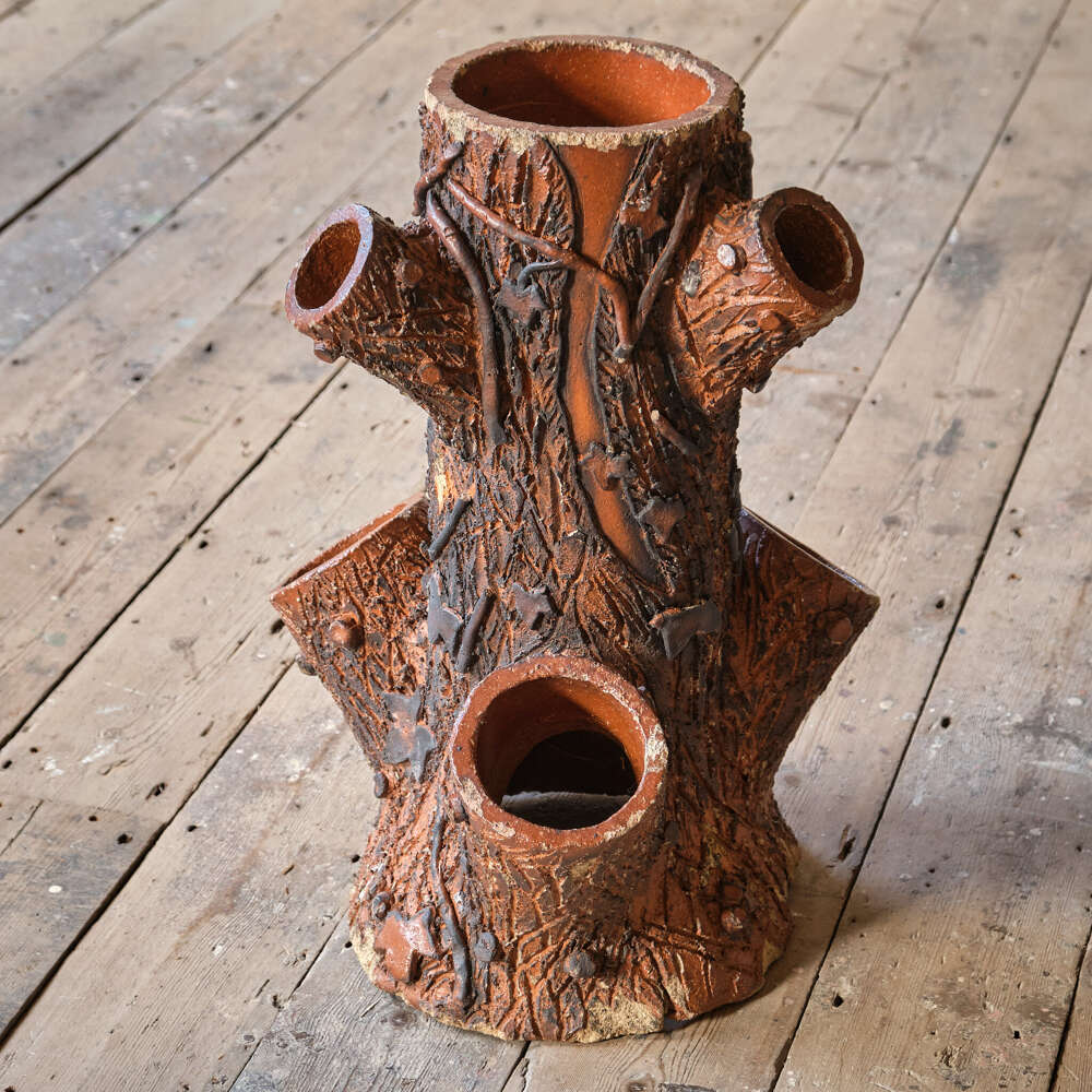 Antique Faux Bois Strawberry Planter