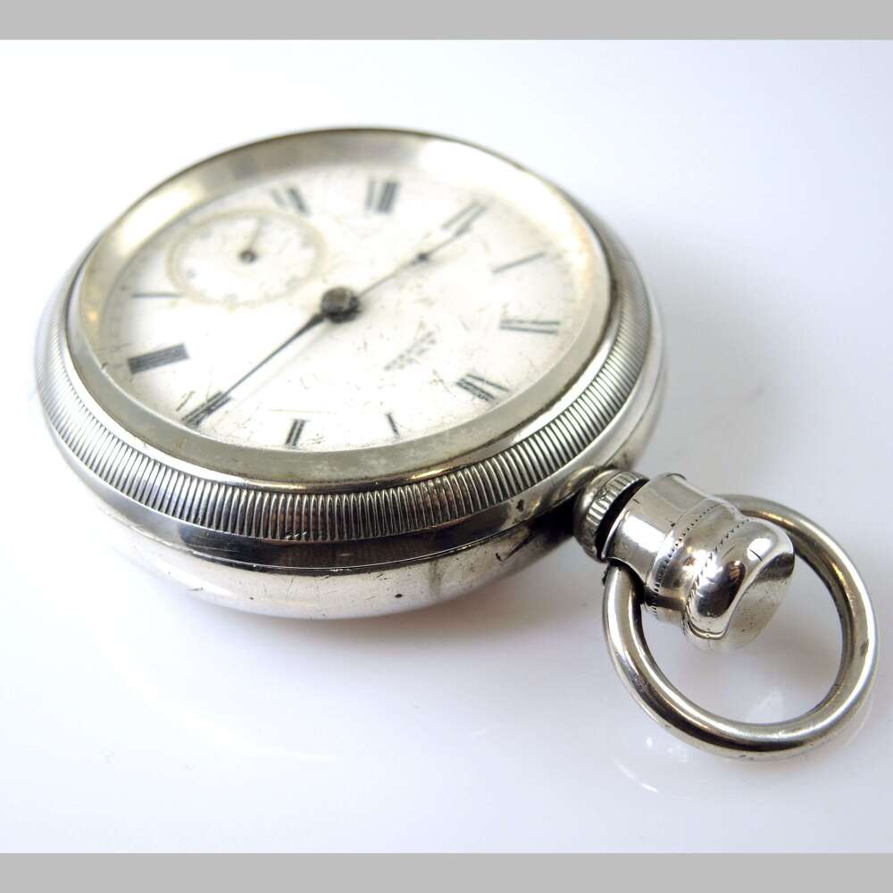Large 18s 11J  Waltham silver pocket watch. Explorer case c1883