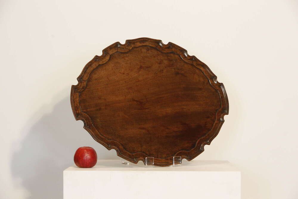 George III Mahogany Oval Pie Crust Antique Tray