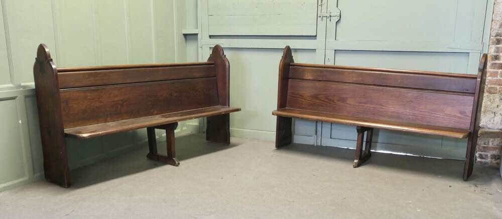 2 Pitch Pine Arts and Crafts Church Pews or Benches  The benches are made in heavy pine