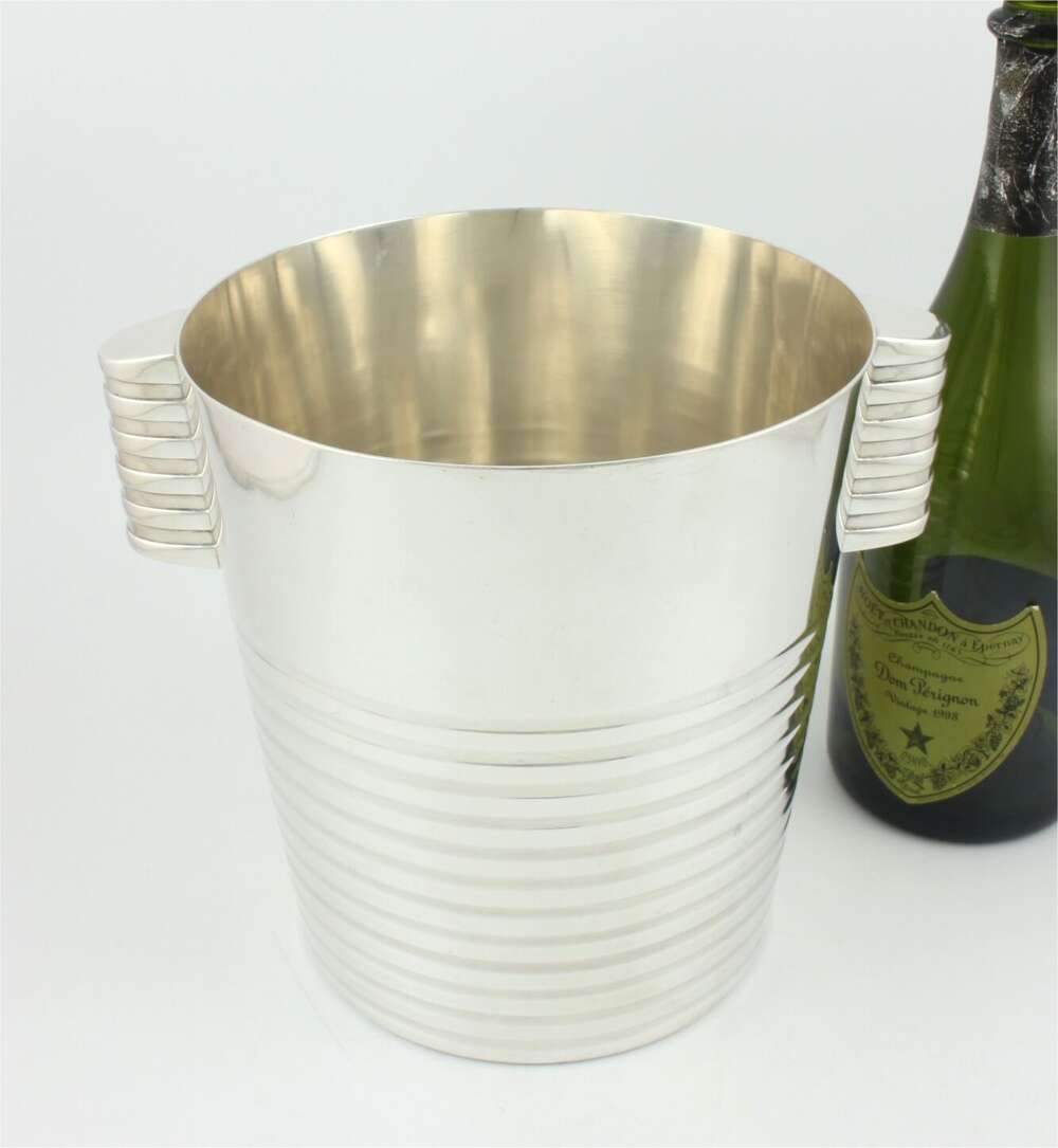 Art Deco Silver Plate Christofle Ondulations Champagne Wine Cooler.