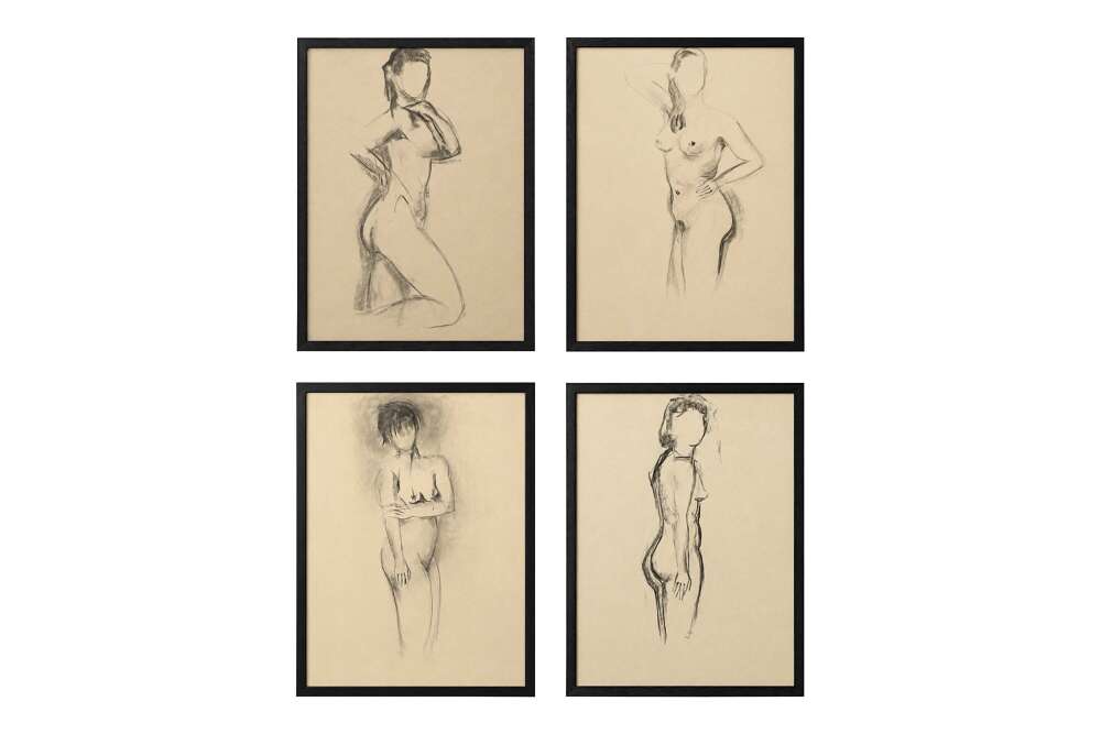 Set Of Four 20th Century French School Modernist Female Nude Studies