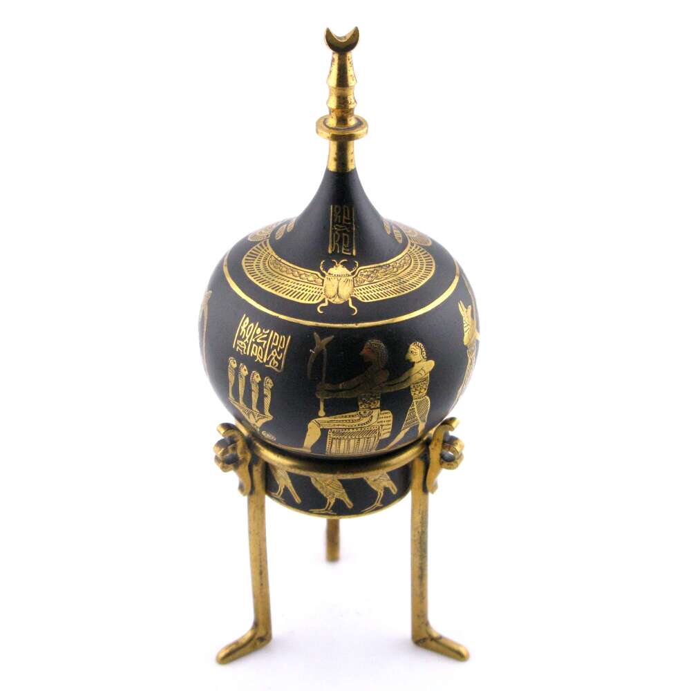 Fujii Damascene Co Japanese Taishō Zogan Egyptian Revival Scent Bottle