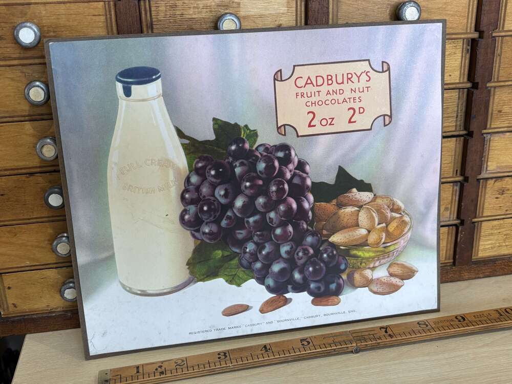 Cadbury's Fruit & Nut Chocolate Box Label Advertising Ephemera c1930s