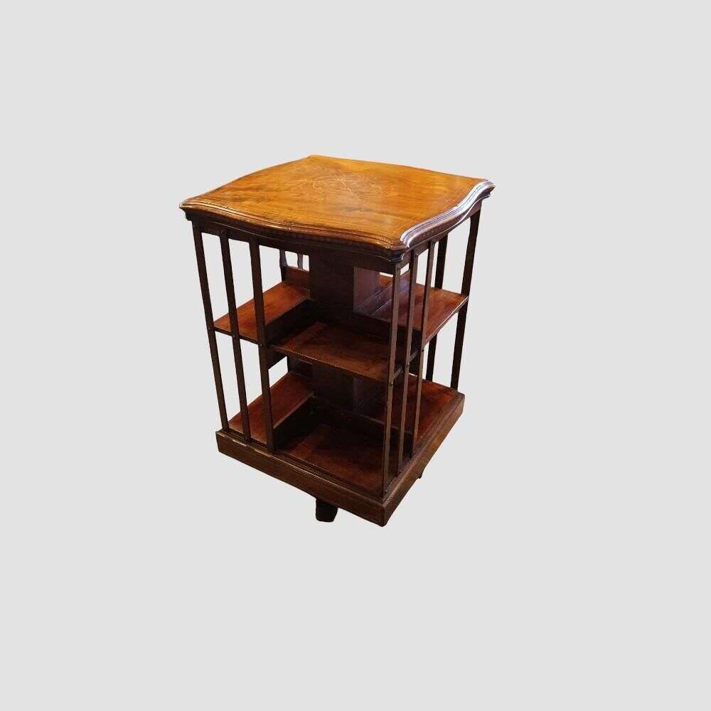 Edwardian Inlaid Mahogany Revolving Bookcase