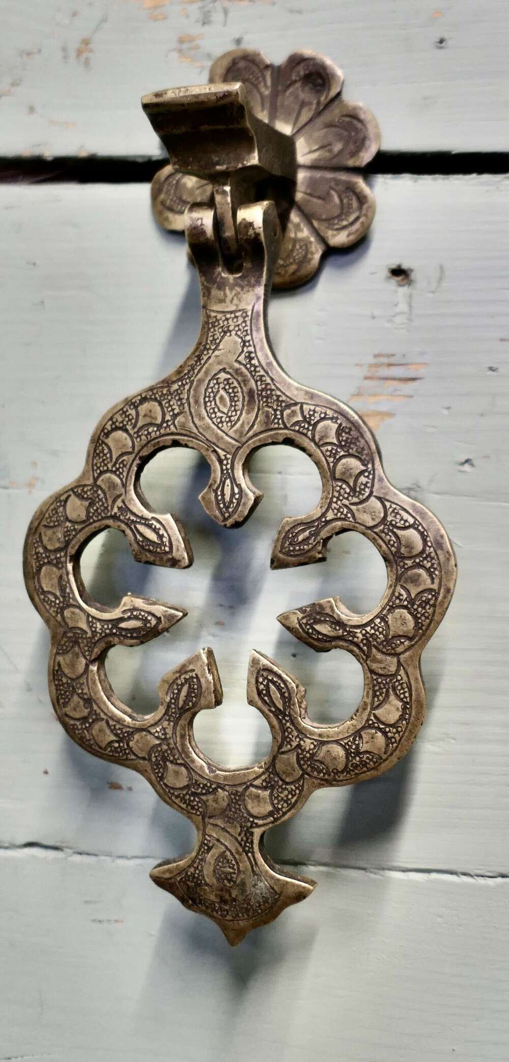 A Very Large 19th Century Pierced Brass Door Knocker  This is a Large piece