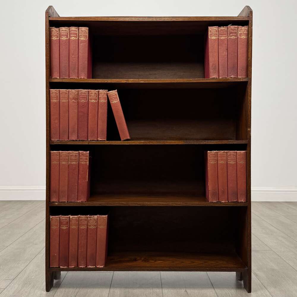 Antique 20th Century Edwardian Open Bookcase In Oak