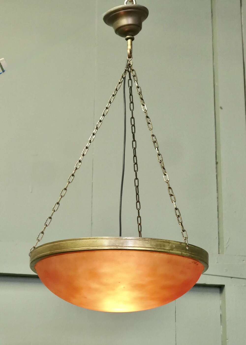 Art Deco Red Opalescent Ceiling Pendant Bowl Lampshade