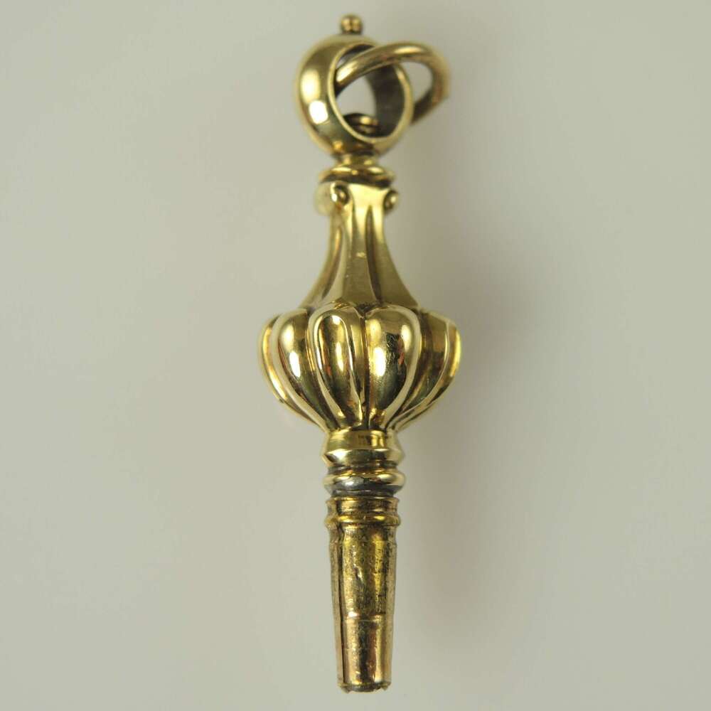 Victorian 15K gold pocket watch key. Charm size c1850