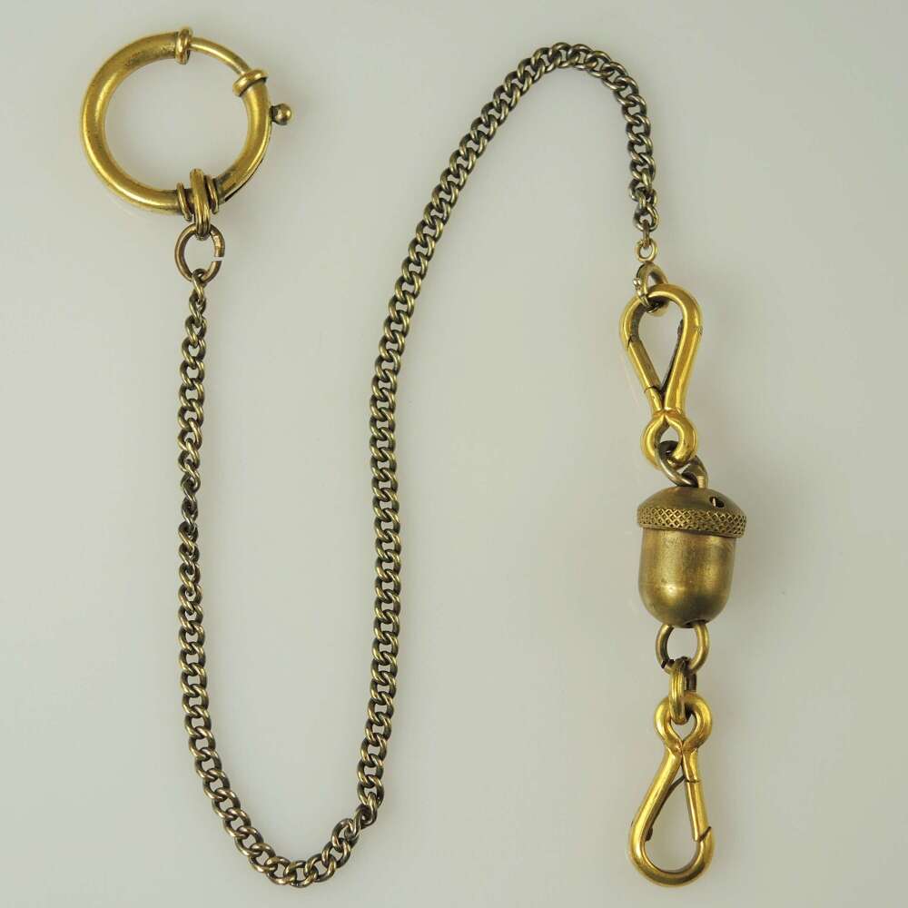 Rare THIEF-PROOF pocket watch chain c1890