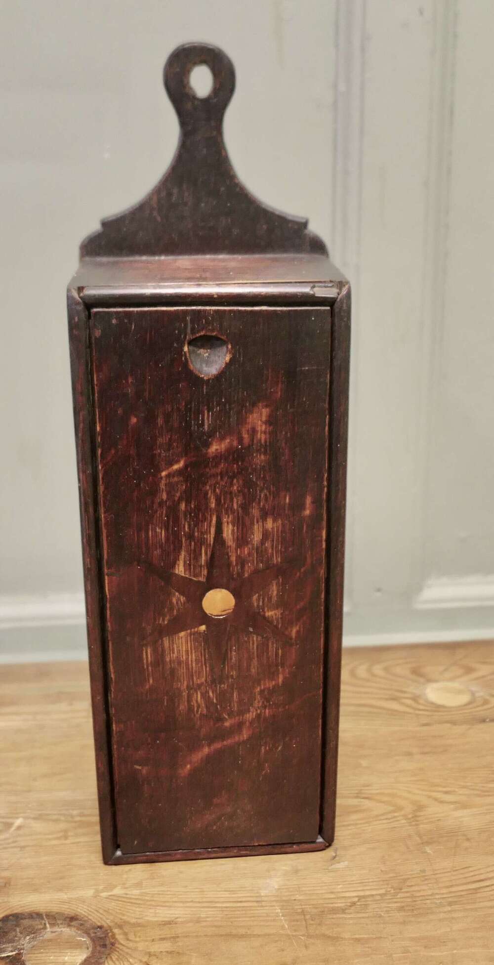 18th Century Wall hanging Oak Candle Box