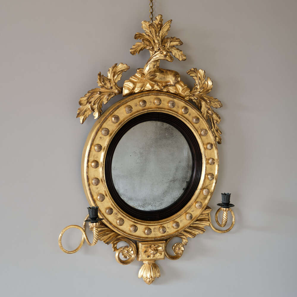 Regency Gilt Antique Convex Mirror C1820