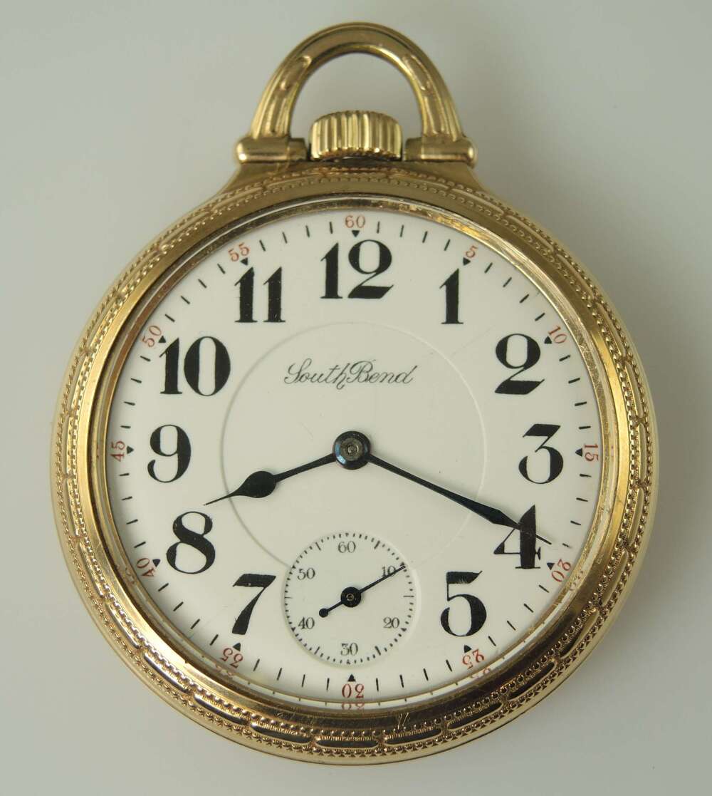 16s 17J South Bend The Studebaker 223 RR grade pocket watch. c1912