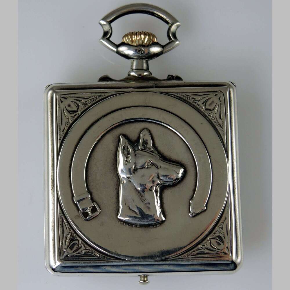 Unusual Square Longines with DOG motif c1900