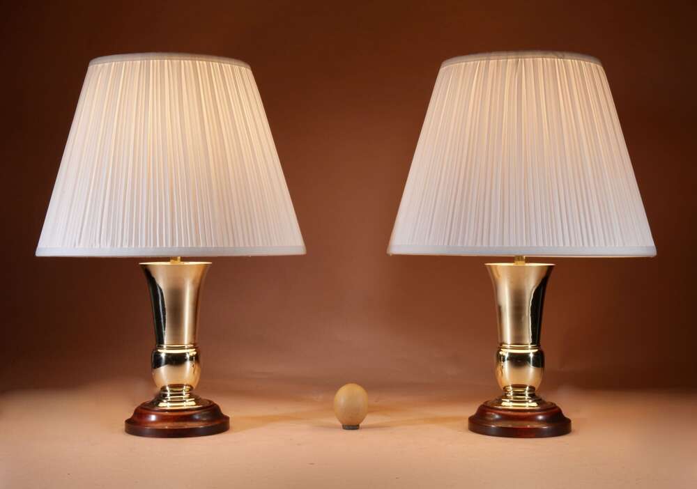 A Pair Of Elegant Brass Table Lamps Circa 1900-20