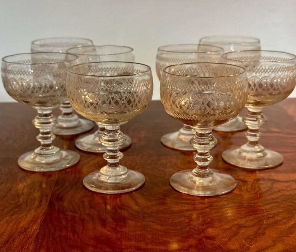8 Baccarat Port Glasses Belle Epoque