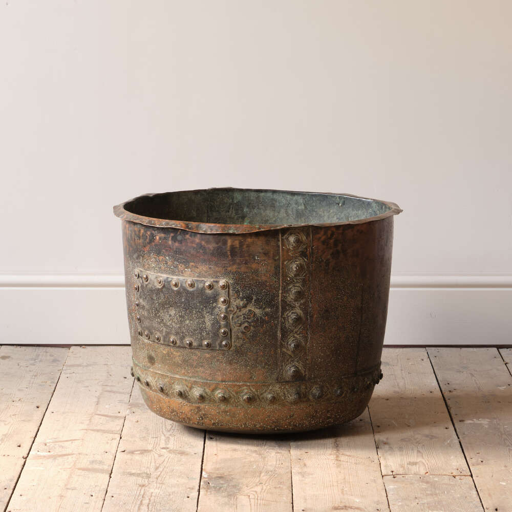Large 19th Century Copper Planter Log Bin